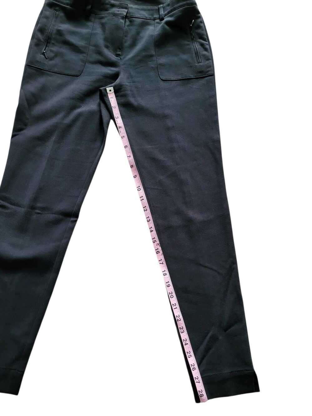 Akris Punto Black Cotton Blend Slim Leg Ankle Pants Zip Pockets Women's Size 8 - Picture 5 of 6